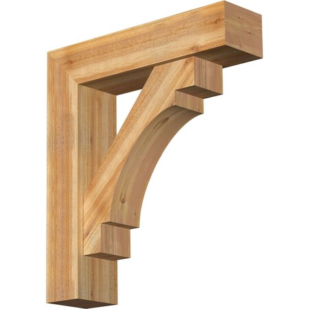 Ekena Millwork Merced Block Rough Sawn Bracket w/ Offset Brace, Western Red Cedar, 8"W x 32"D x 36"H BKT0806X32X36MRC05RWR